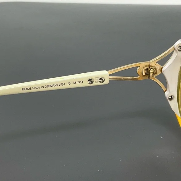 Vintage Christian Dior Vintage 2709 70 Yellow White Gold Sunglasses Frame 58mm - Picture 8 of 16